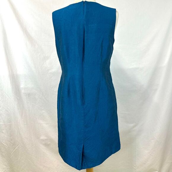 WORTHINGTON 100% Silk Teal Floral Sheath Dress Cocktail Womens 12P Embroidered - Picture 4 of 5